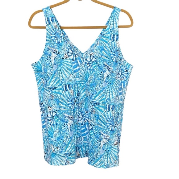 Lilly Pulitzer Florin Sleeveless Linen Top - Amalfi Blue By The Seashore LARGE - Picture 8 of 8